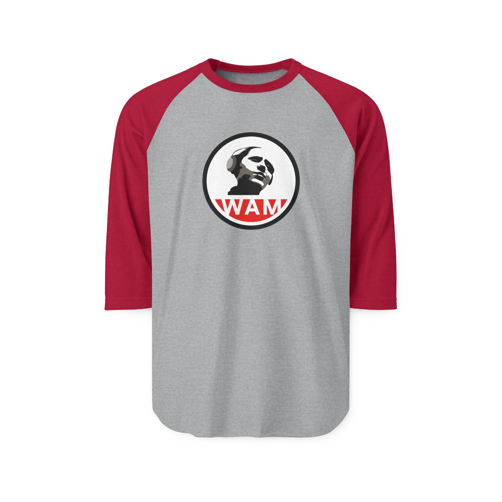 Vintage-Inspired Unisex Raglan Shirt with WAM Logo | Retro Graphic Tee for Music & Art Lovers