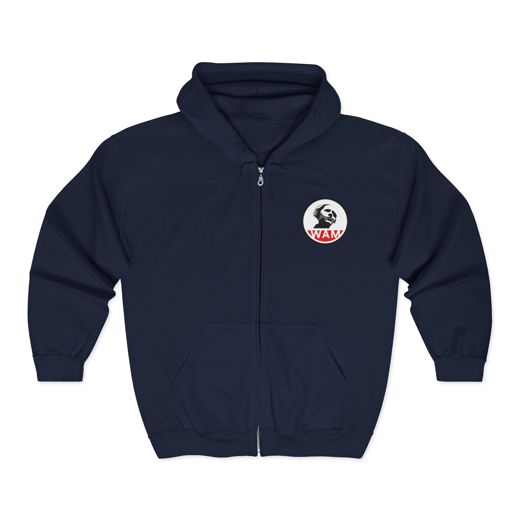 Unisex Heavy Blend Full Zip Hooded Sweatshirt with WAM Logo | Cozy Hoodie for Casual Wear,  Layering Piece