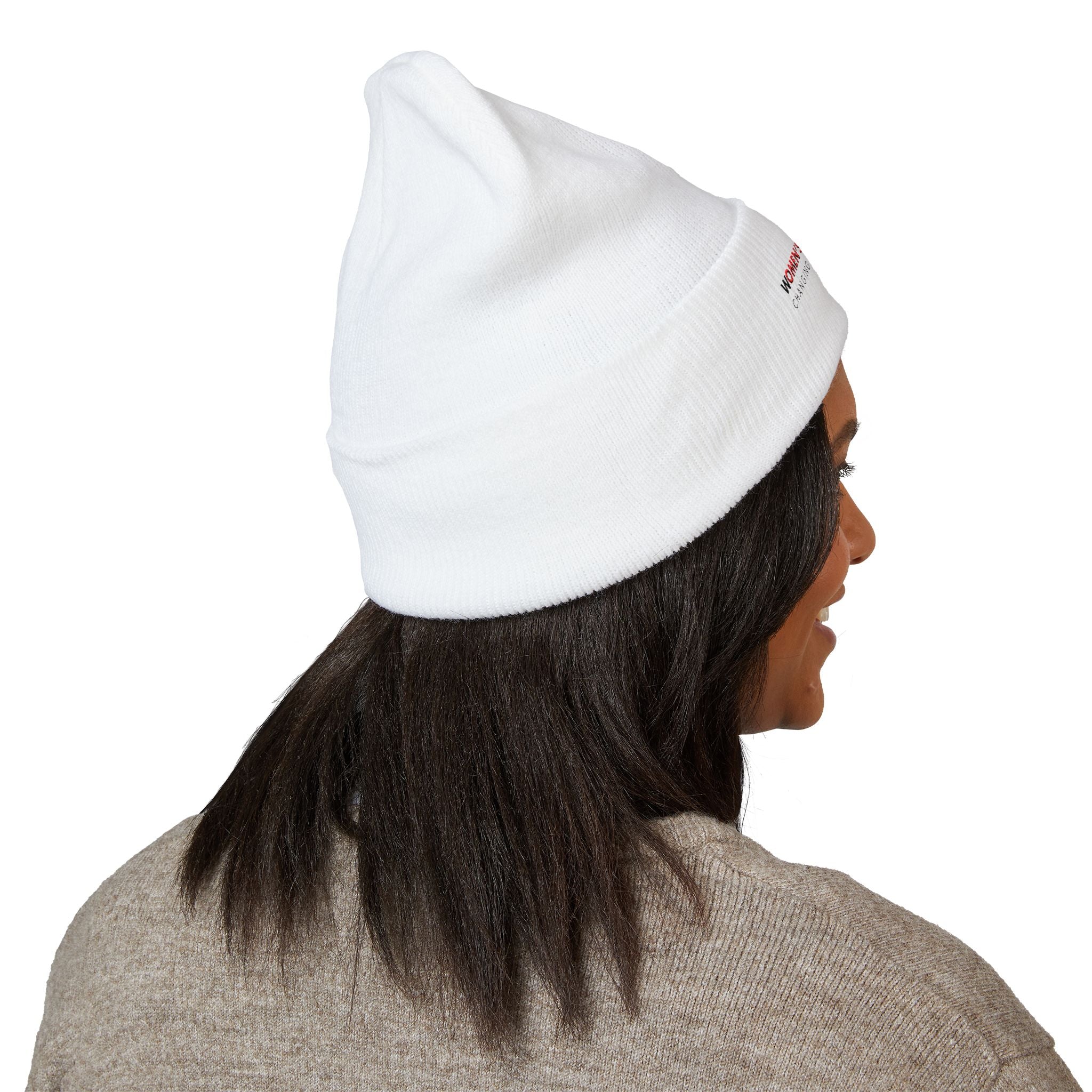 Women's Audio Mission Cuffed Beanie | Cozy Winter Hat, Gift for Music Lovers, Embroidered Beanie, Warm Cap, Trendy Fashion Accessory