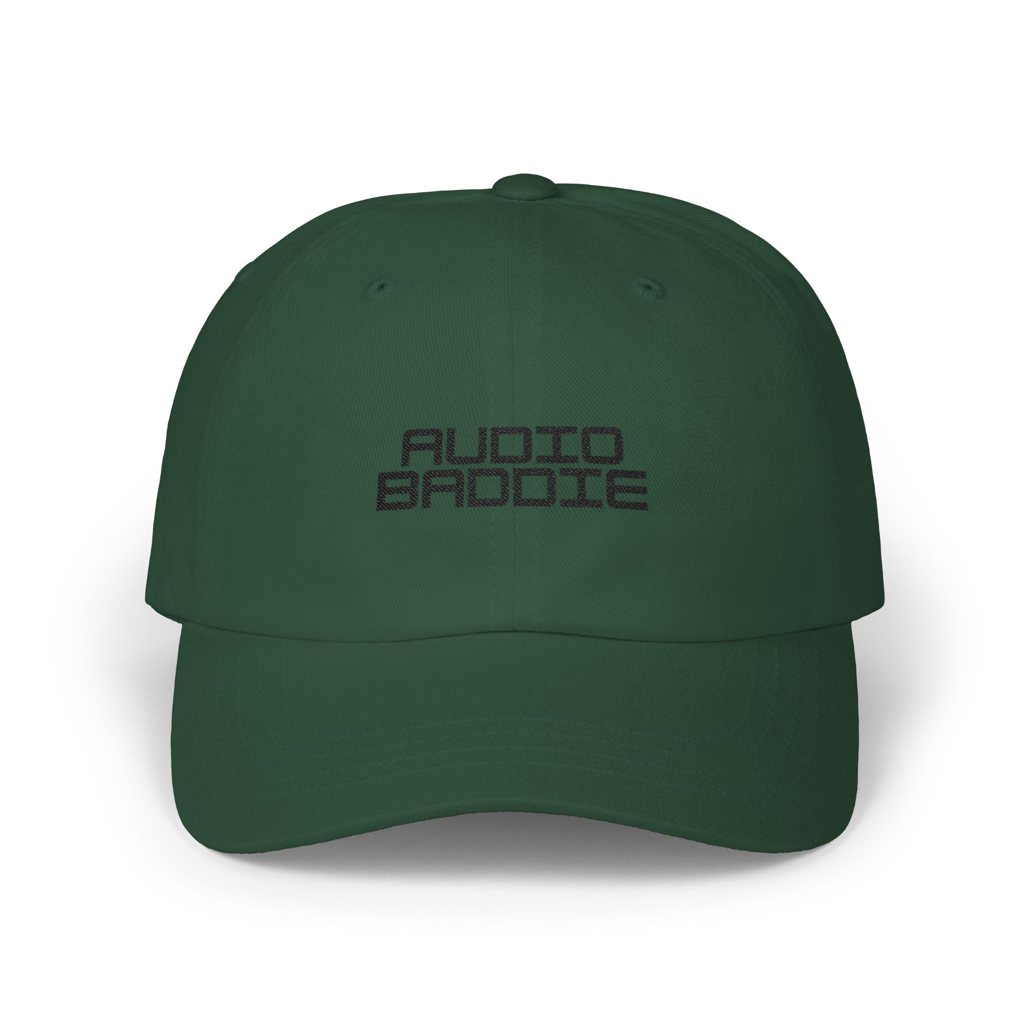 "Audio Baddie" Embroidered White Baseball Hat by Women's Audio Mission