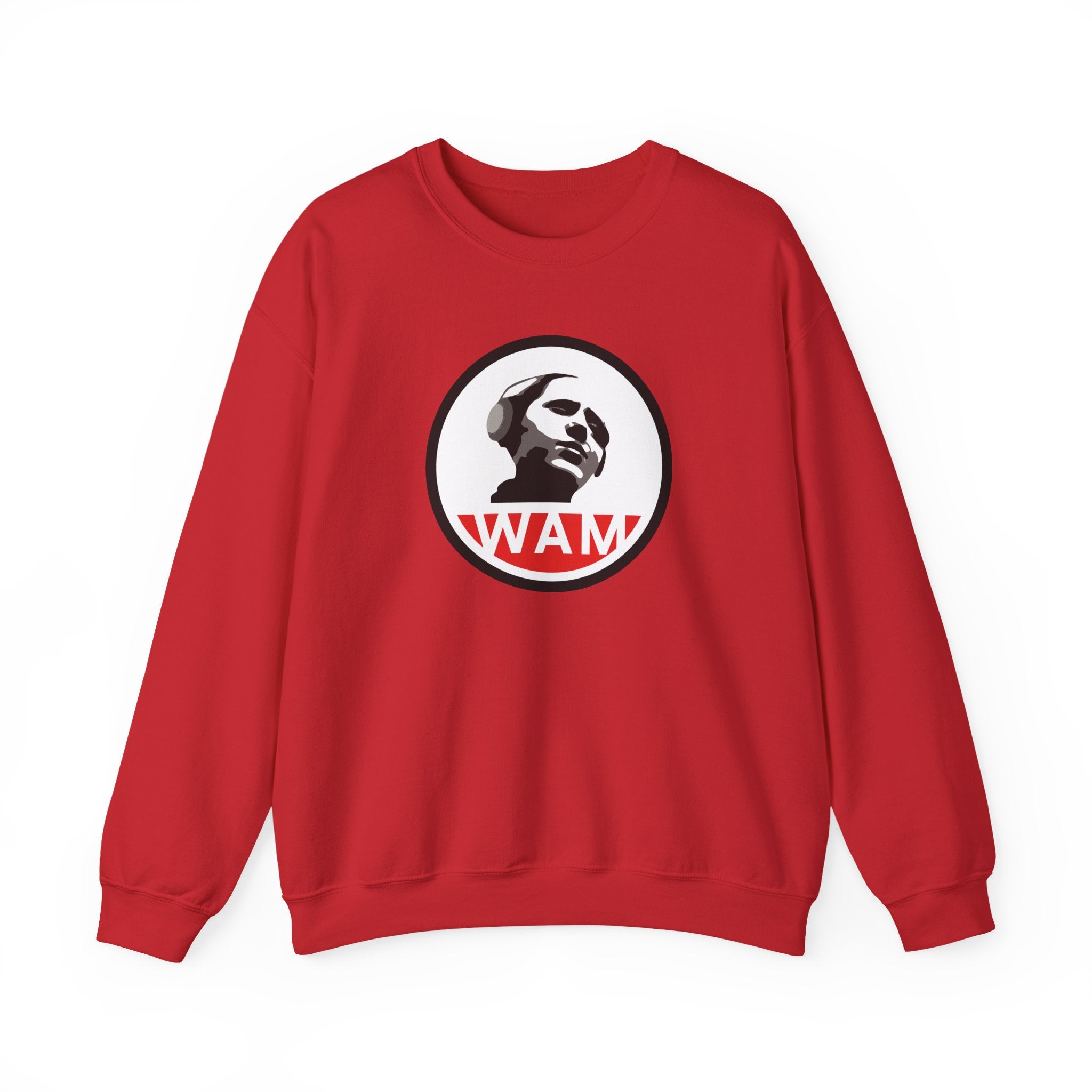 Vintage-Inspired Unisex Crewneck Sweatshirt with WAM Logo | Retro Casual Wear for Music Lovers