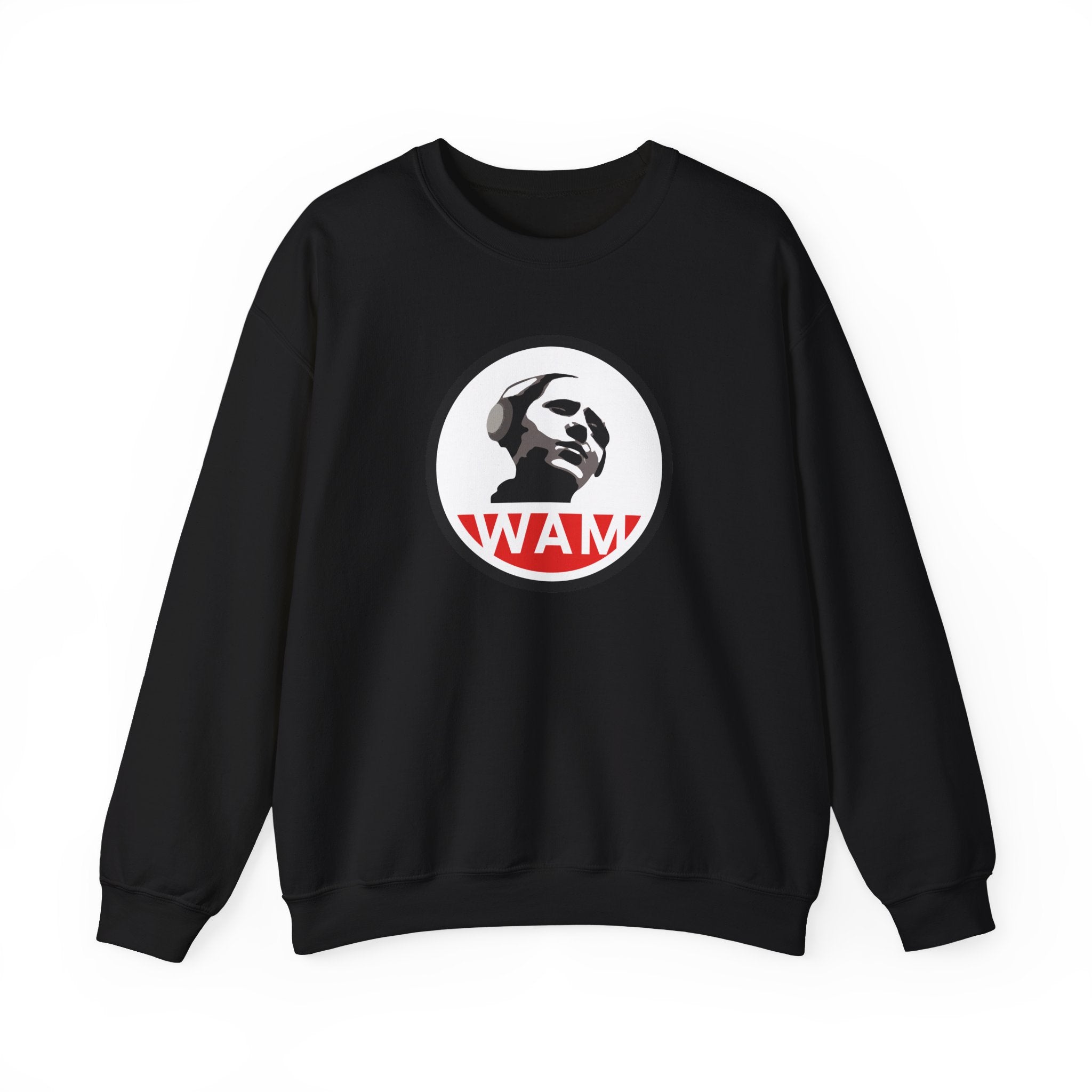 Vintage-Inspired Unisex Crewneck Sweatshirt with WAM Logo | Retro Casual Wear for Music Lovers