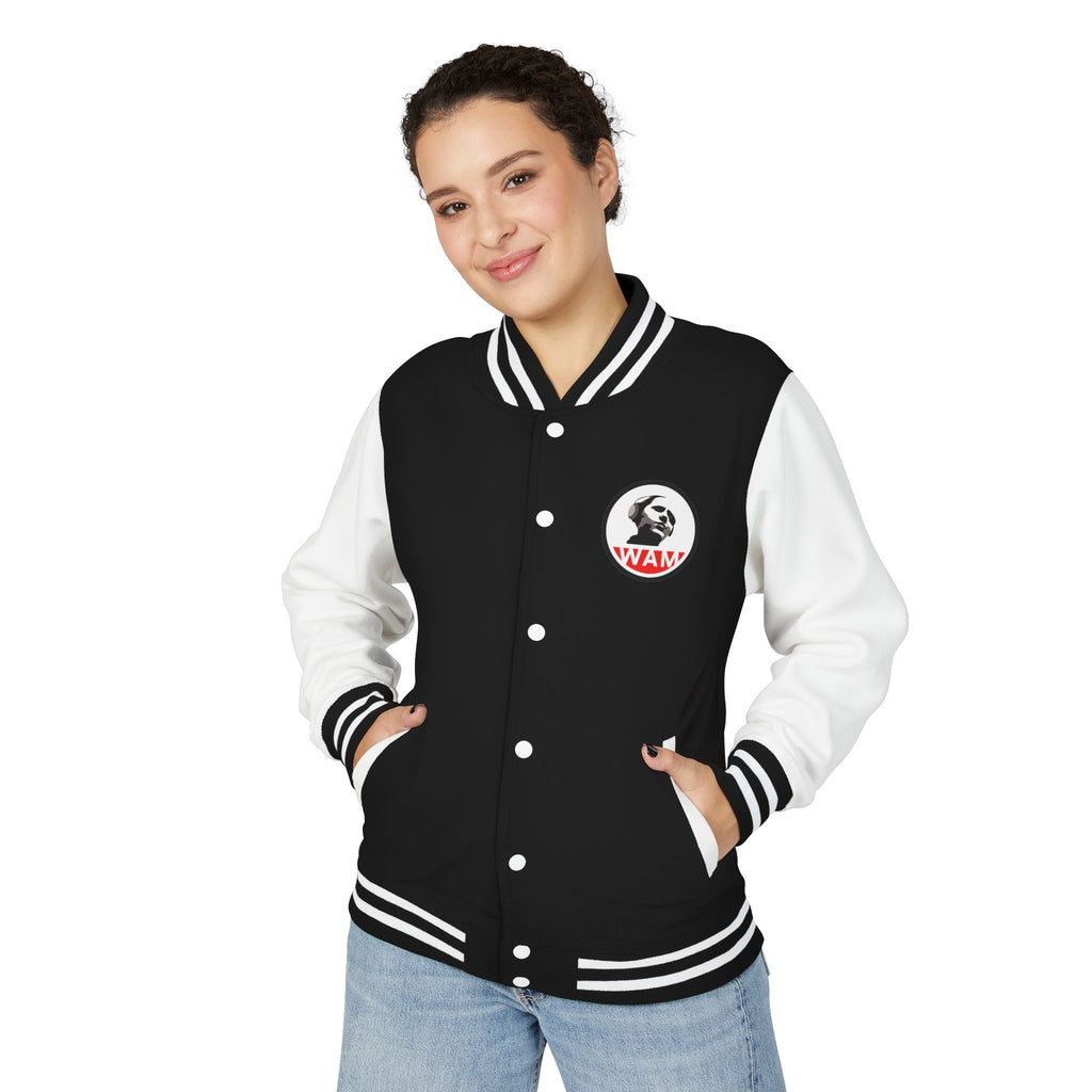 Trendy Unisex Letterman Jacket with WAM Logo – Perfect Everyday Outerwear