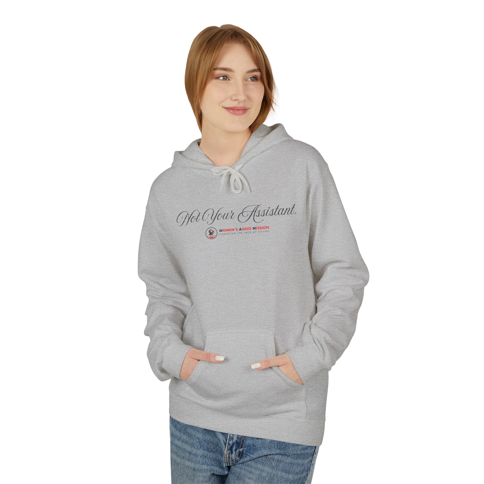 Not Your Assistant Hoodie - Feminist Logo Pullover by Women's Audio Mission