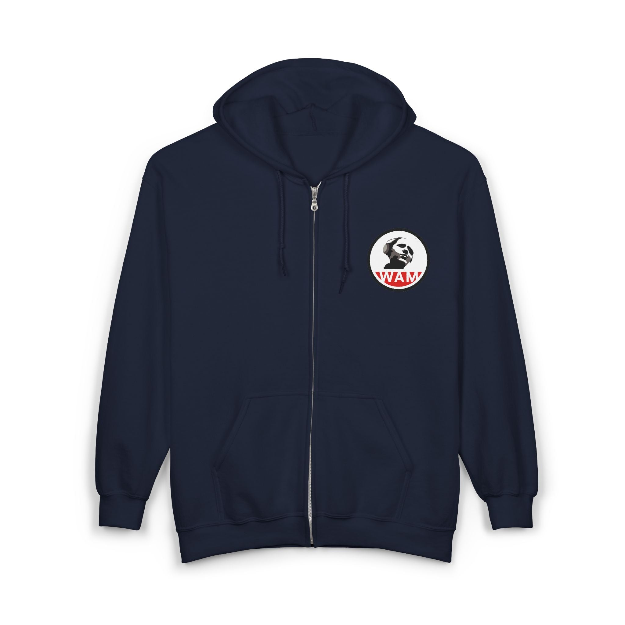 Unisex Heavy Blend Full Zip Hooded Sweatshirt with WAM Logo | Cozy Hoodie for Casual Wear,  Layering Piece