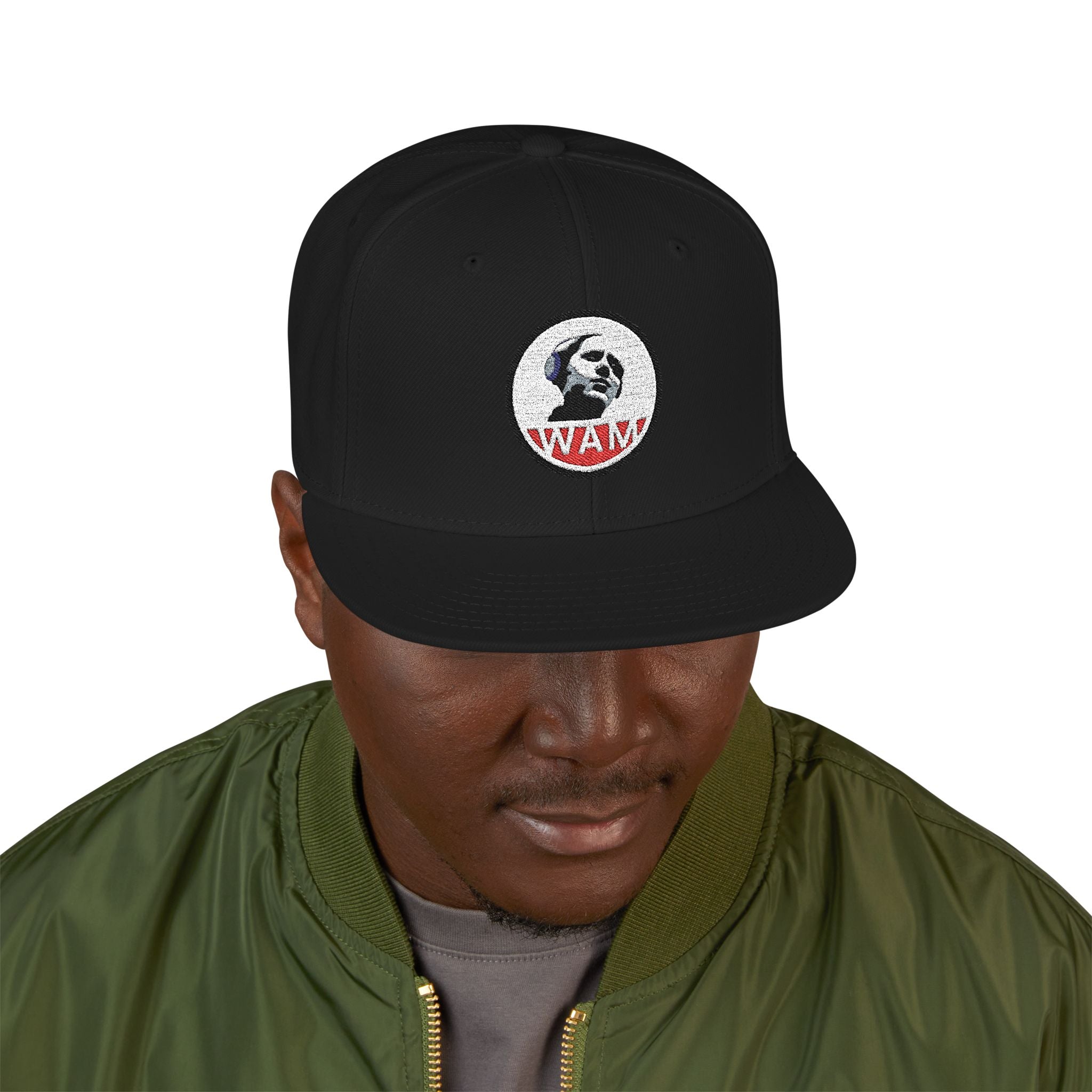 Embroidered Snapback Cap with WAM Logo | Fashionable, Casual, and Gift-Ready