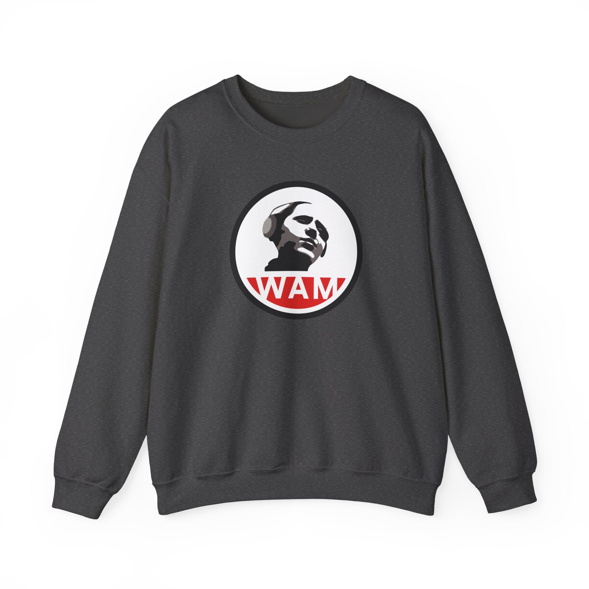 Vintage-Inspired Unisex Crewneck Sweatshirt with WAM Logo | Retro Casual Wear for Music Lovers