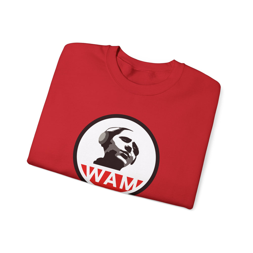 Vintage-Inspired Unisex Crewneck Sweatshirt with WAM Logo | Retro Casual Wear for Music Lovers