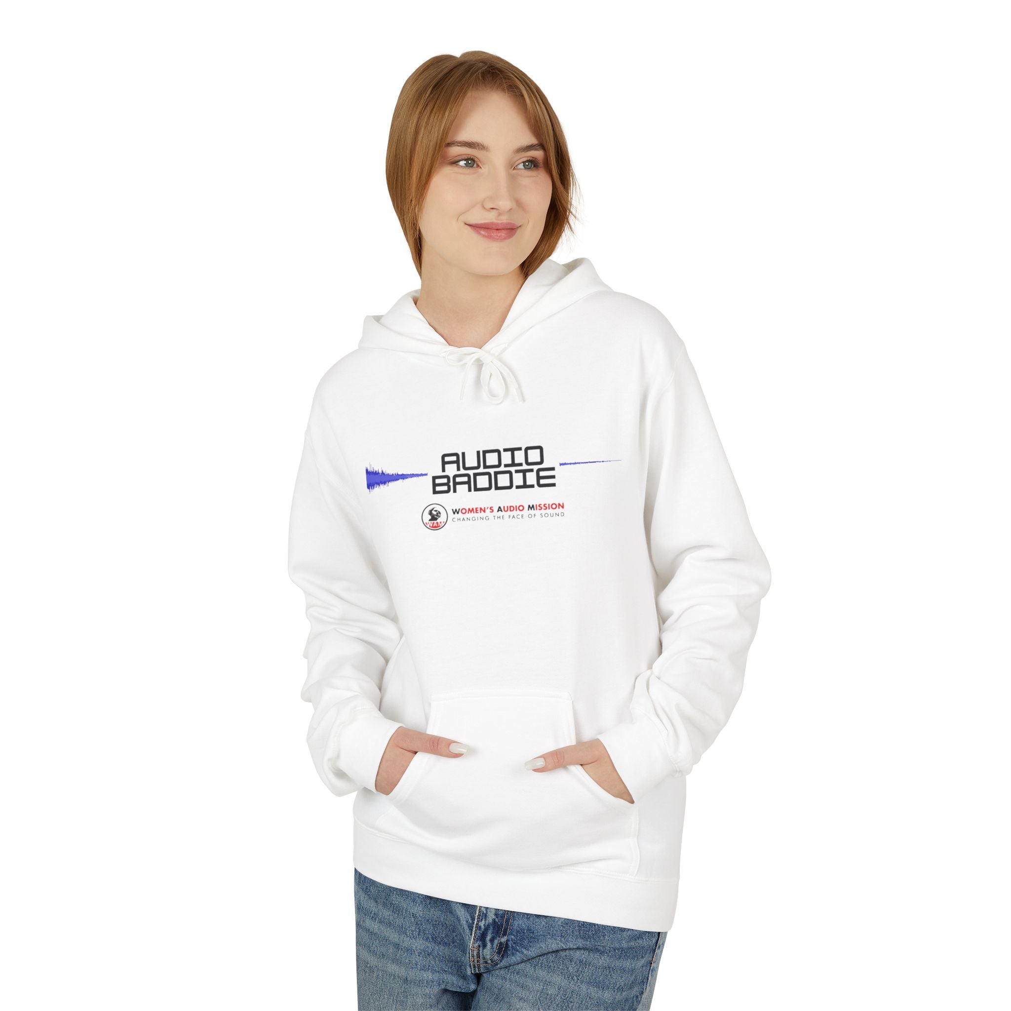 Audio Baddie Hoodie - Retro Wave Sound Logo Sweatshirt by Women's Audio Mission