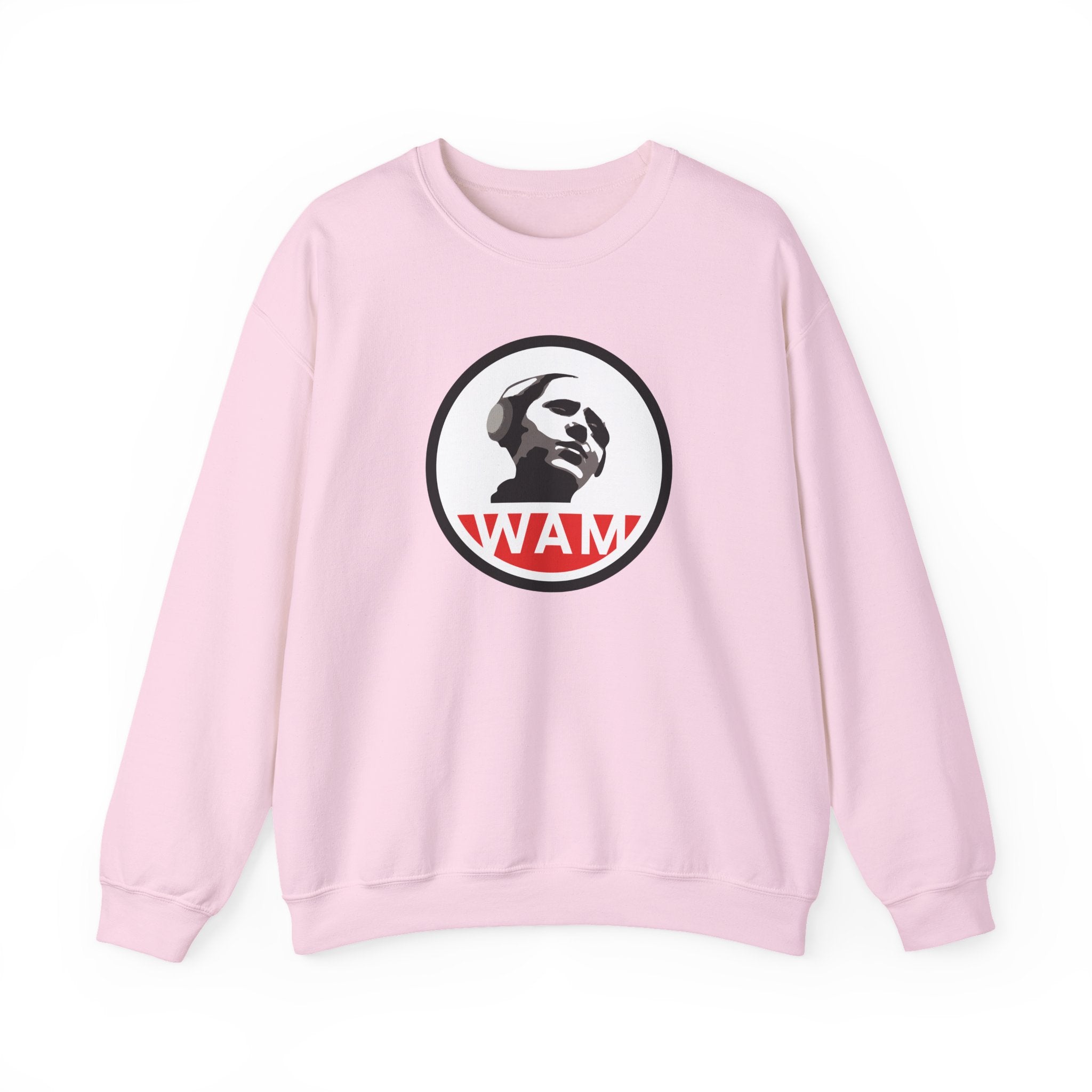 Vintage-Inspired Unisex Crewneck Sweatshirt with WAM Logo | Retro Casual Wear for Music Lovers
