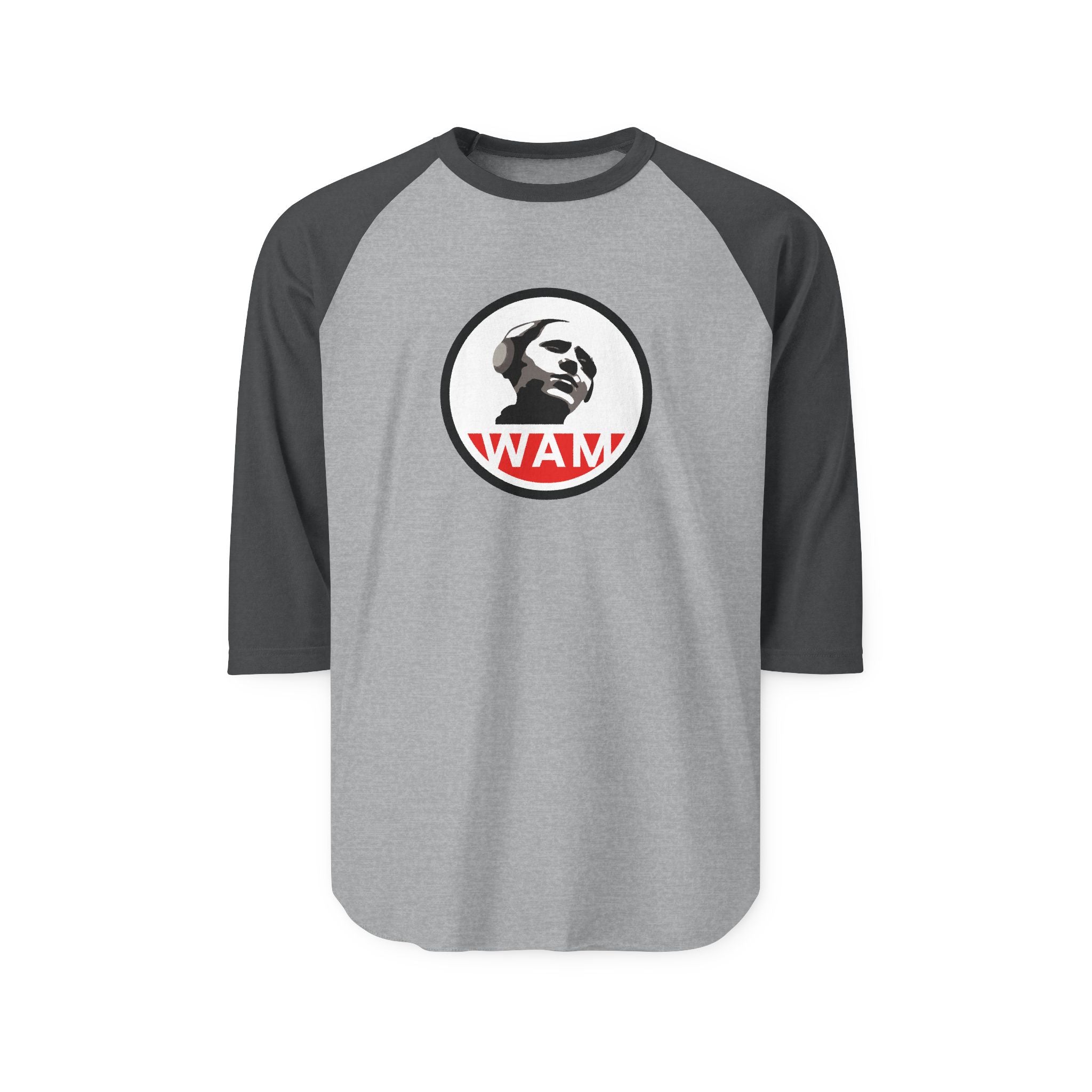 Vintage-Inspired Unisex Raglan Shirt with WAM Logo | Retro Graphic Tee for Music & Art Lovers