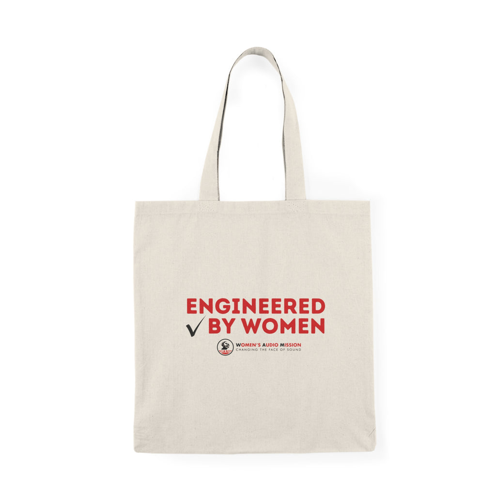 Engineered By Women Cotton Tote Bag - Feminist STEM Shopper Tote by Women's Audio Mission