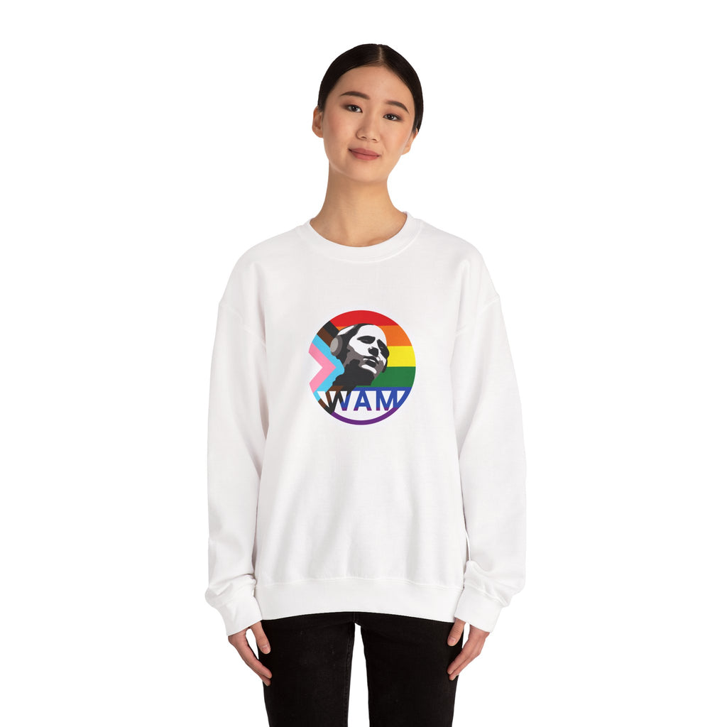 WAM Pride Logo Unisex Crewneck Sweatshirt | Pride-Inspired LGBTQ+ Apparel, Comfortable Everyday Wear