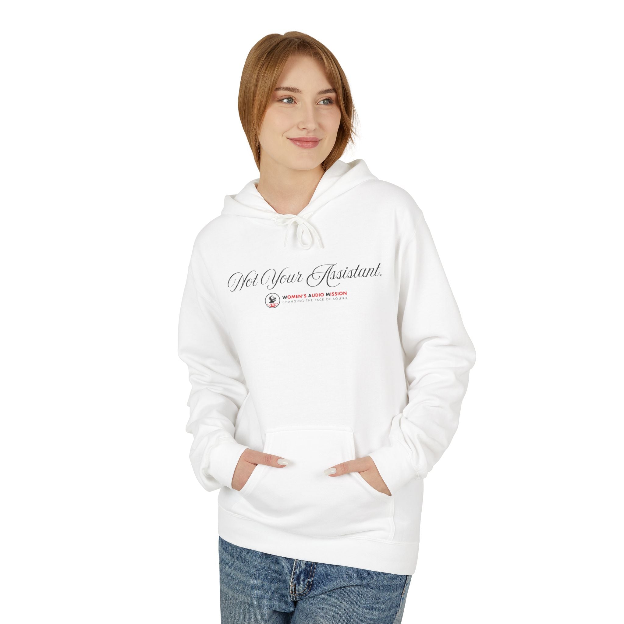 Not Your Assistant Hoodie - Feminist Logo Pullover by Women's Audio Mission