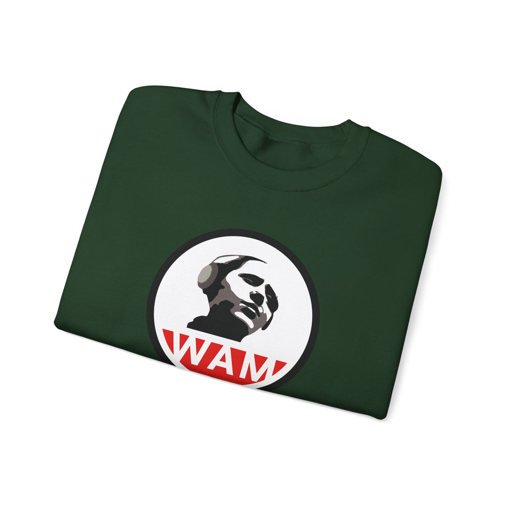 Vintage-Inspired Unisex Crewneck Sweatshirt with WAM Logo | Retro Casual Wear for Music Lovers