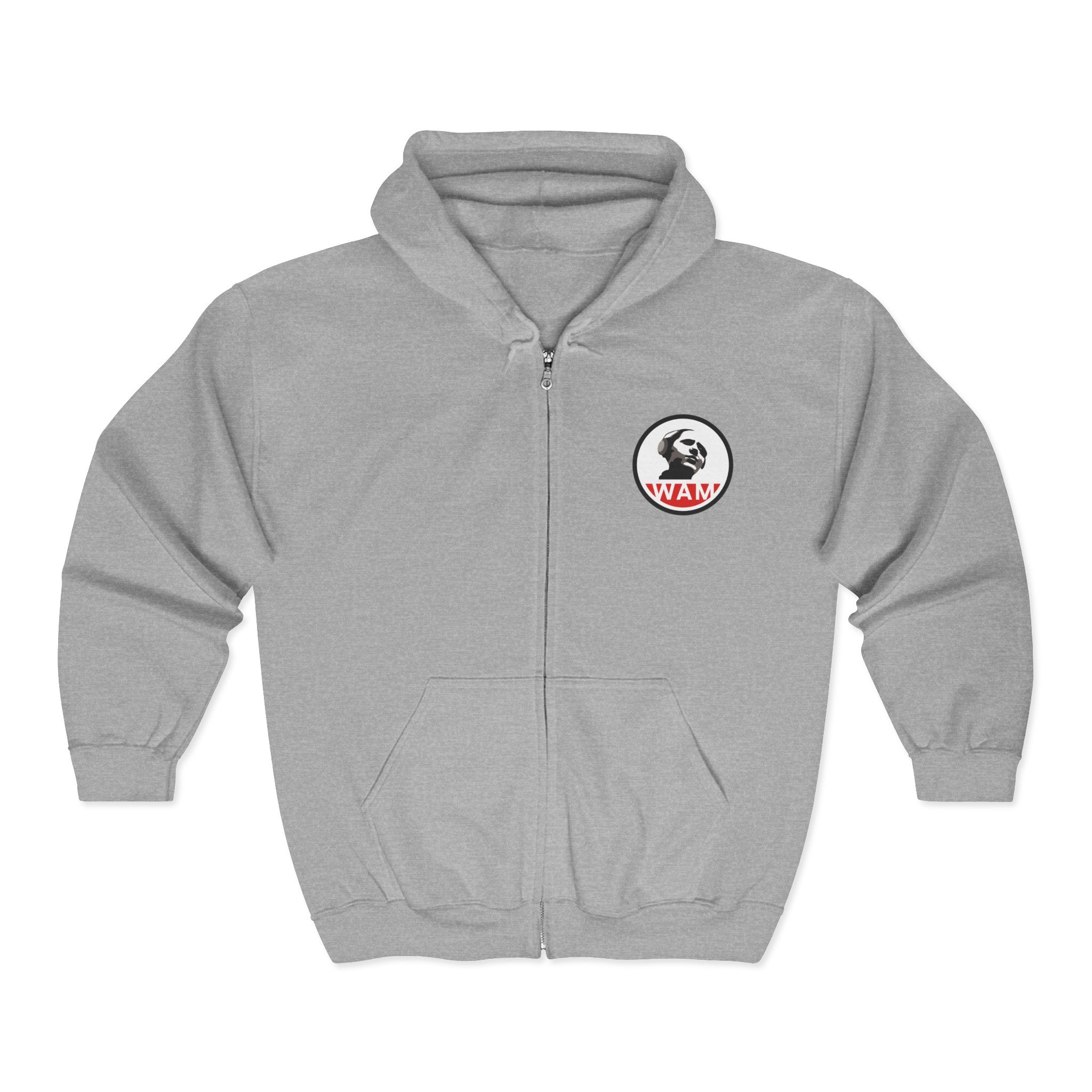 Unisex Heavy Blend Full Zip Hooded Sweatshirt with WAM Logo | Cozy Hoodie for Casual Wear,  Layering Piece