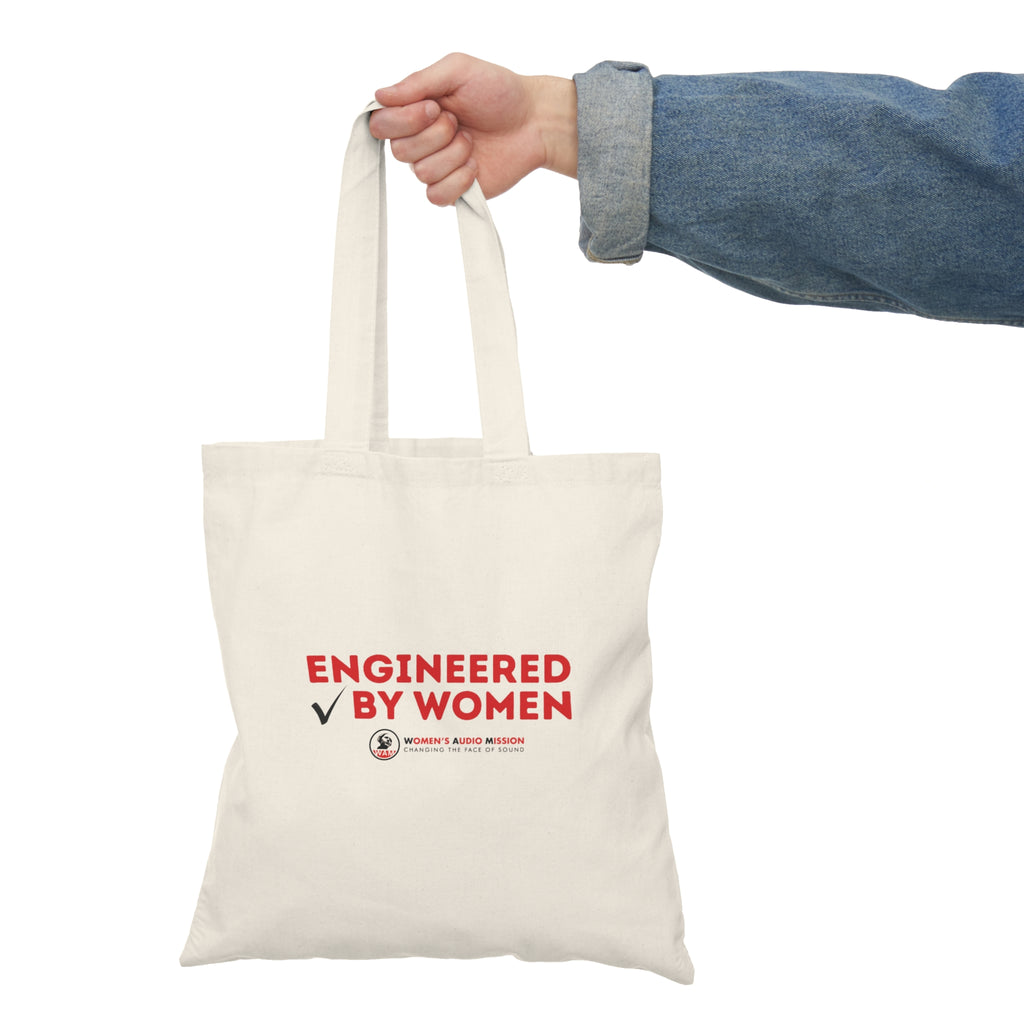 Engineered By Women Cotton Tote Bag - Feminist STEM Shopper Tote by Women's Audio Mission