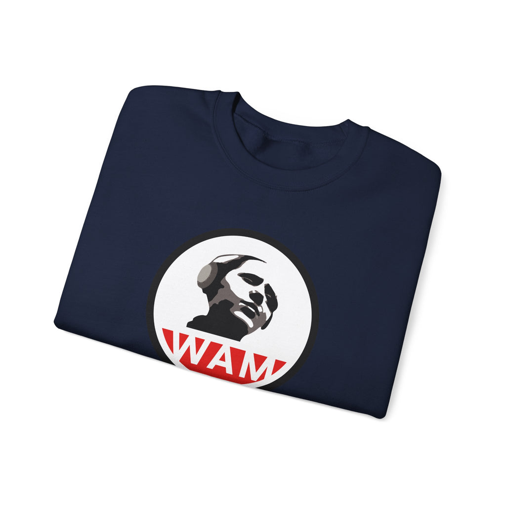 Vintage-Inspired Unisex Crewneck Sweatshirt with WAM Logo | Retro Casual Wear for Music Lovers