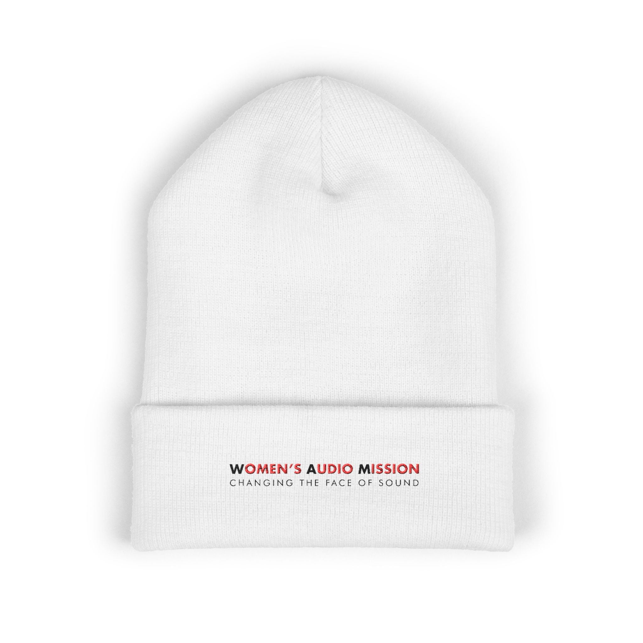 Women's Audio Mission Cuffed Beanie | Cozy Winter Hat, Gift for Music Lovers, Embroidered Beanie, Warm Cap, Trendy Fashion Accessory
