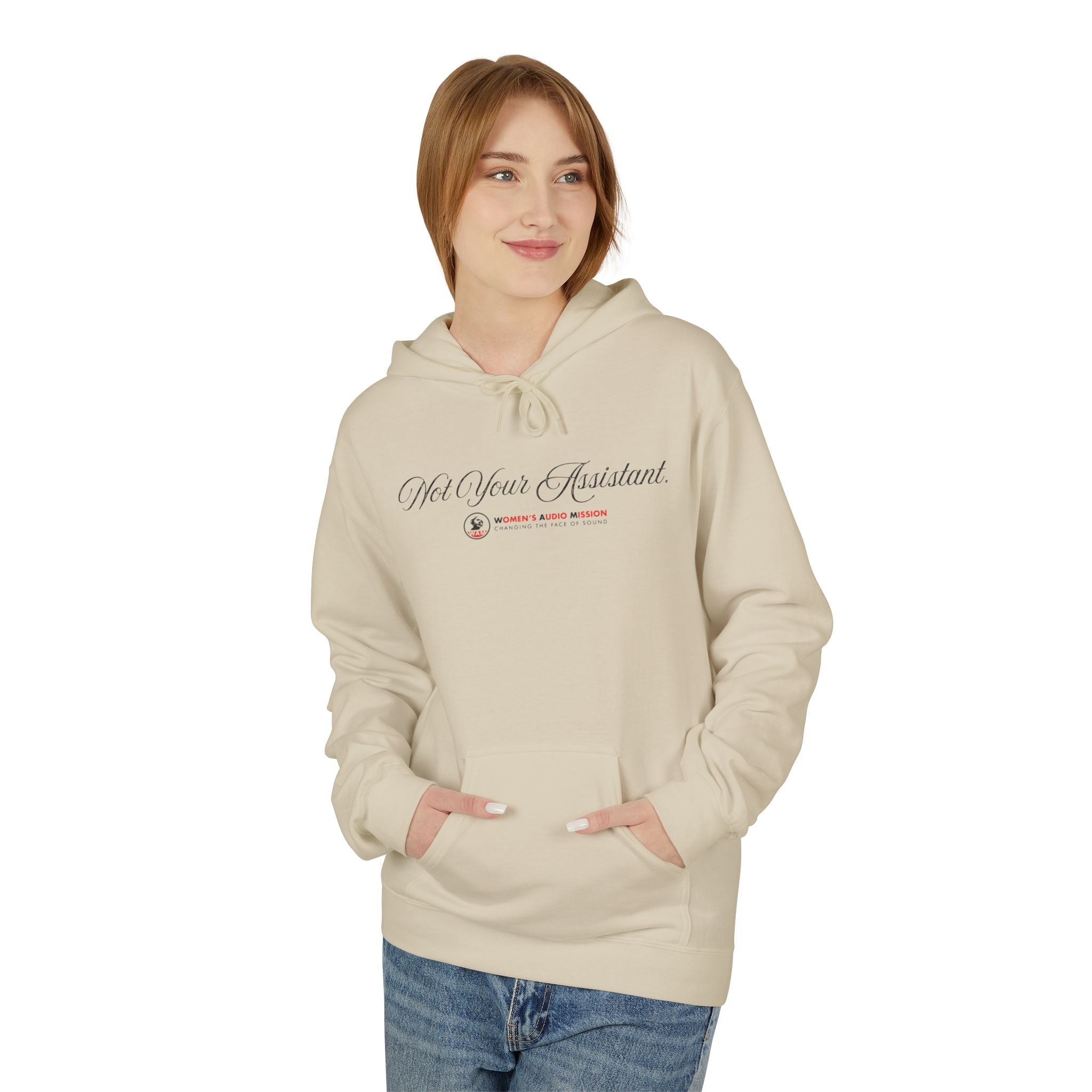 Not Your Assistant Hoodie - Feminist Logo Pullover by Women's Audio Mission