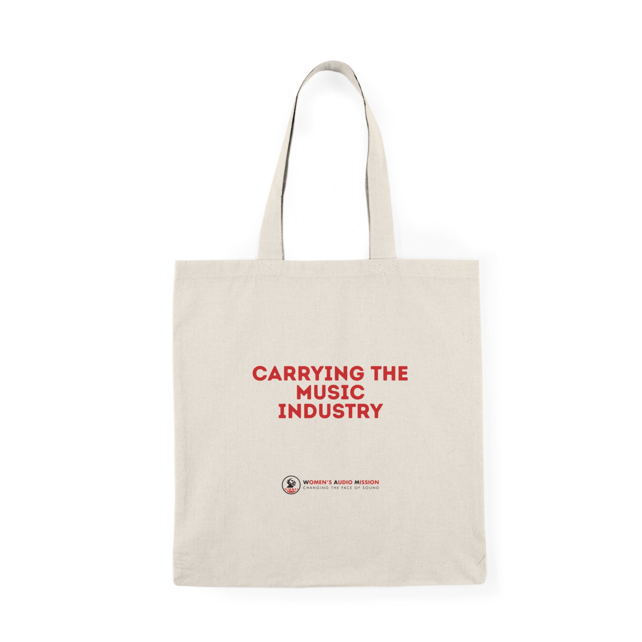 Carrying The Music Industry Natural Tote Bag - Music Lover Canvas Grocery Bag by Women's Audio Mission