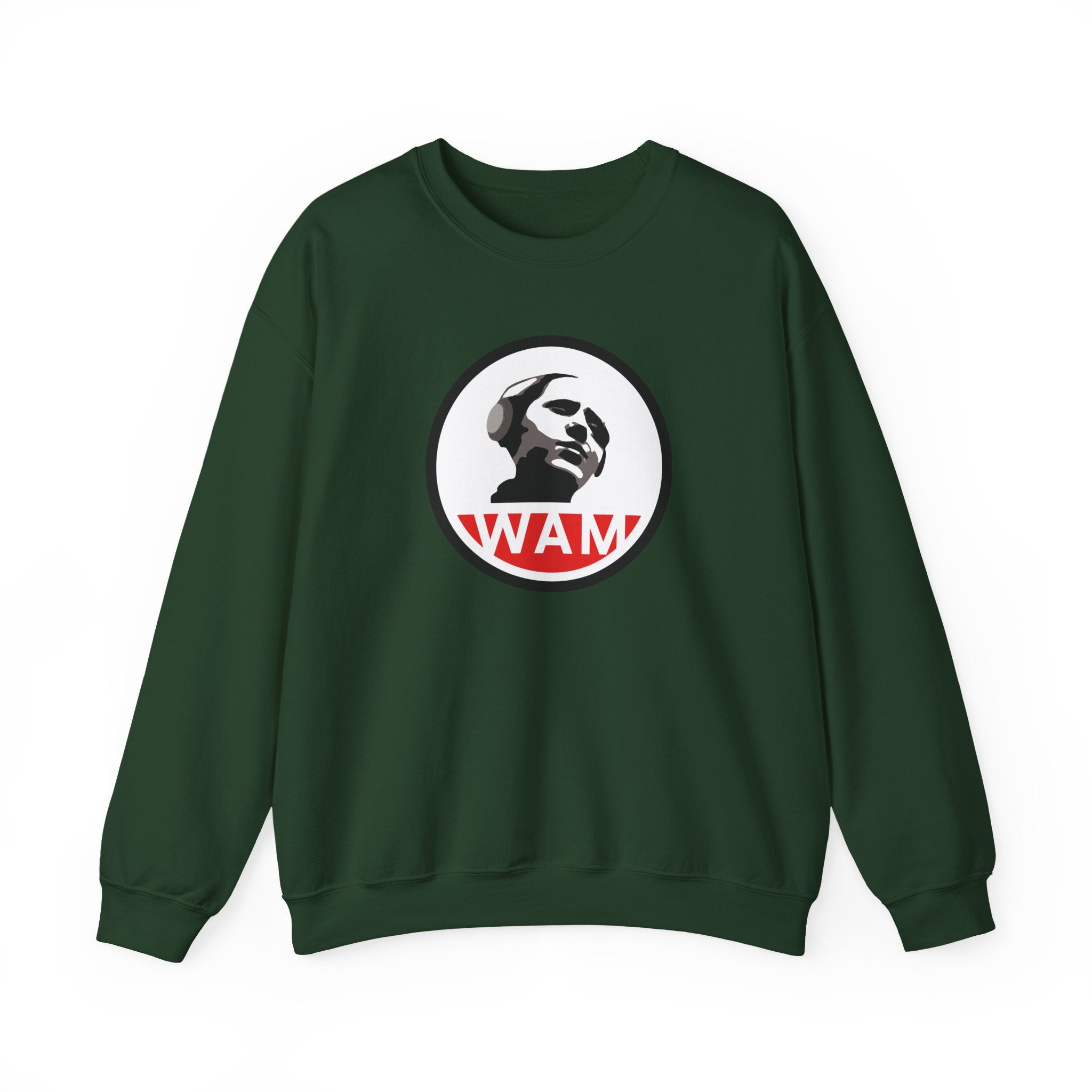 Vintage-Inspired Unisex Crewneck Sweatshirt with WAM Logo | Retro Casual Wear for Music Lovers