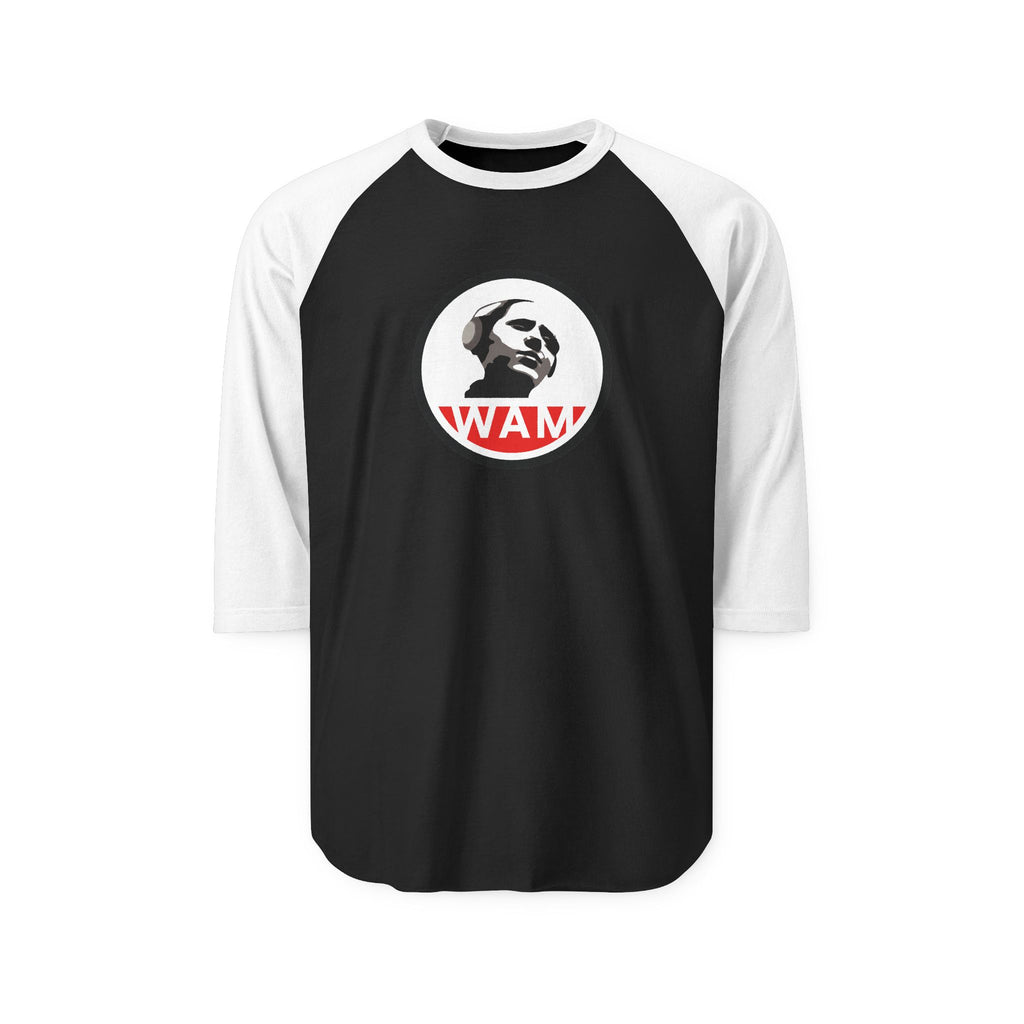 Vintage-Inspired Unisex Raglan Shirt with WAM Logo | Retro Graphic Tee for Music & Art Lovers