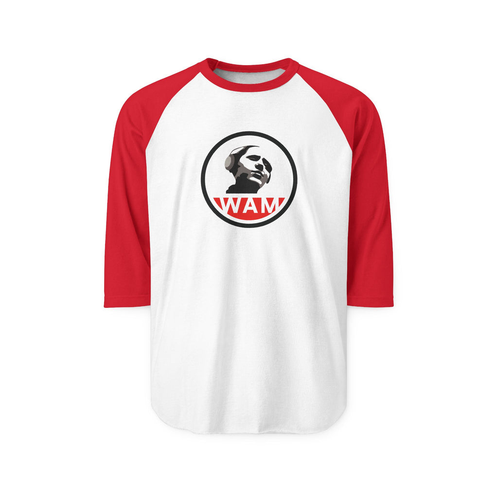 Vintage-Inspired Unisex Raglan Shirt with WAM Logo | Retro Graphic Tee for Music & Art Lovers