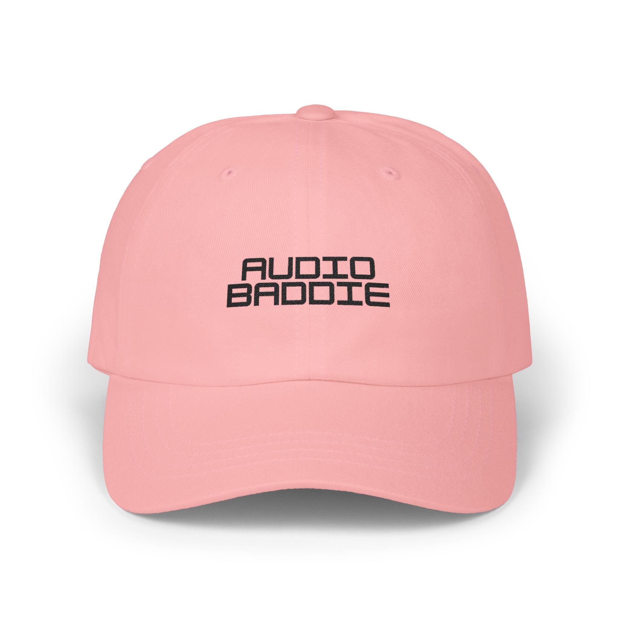 "Audio Baddie" Embroidered White Baseball Hat by Women's Audio Mission