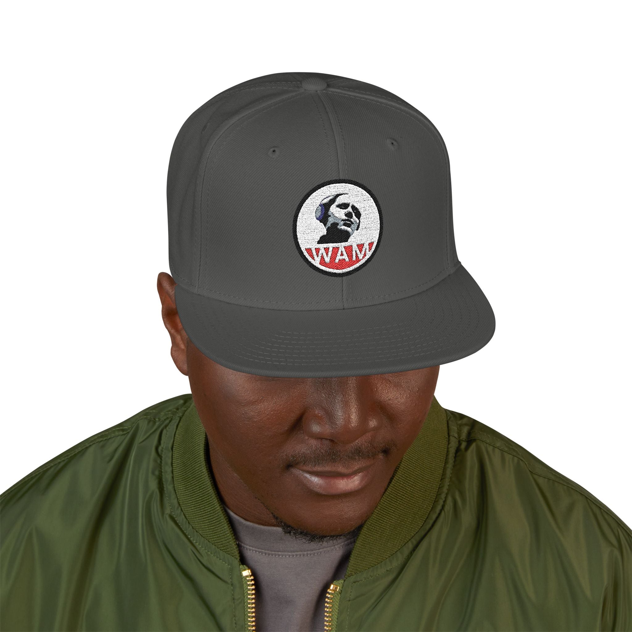 Embroidered Snapback Cap with WAM Logo | Fashionable, Casual, and Gift-Ready