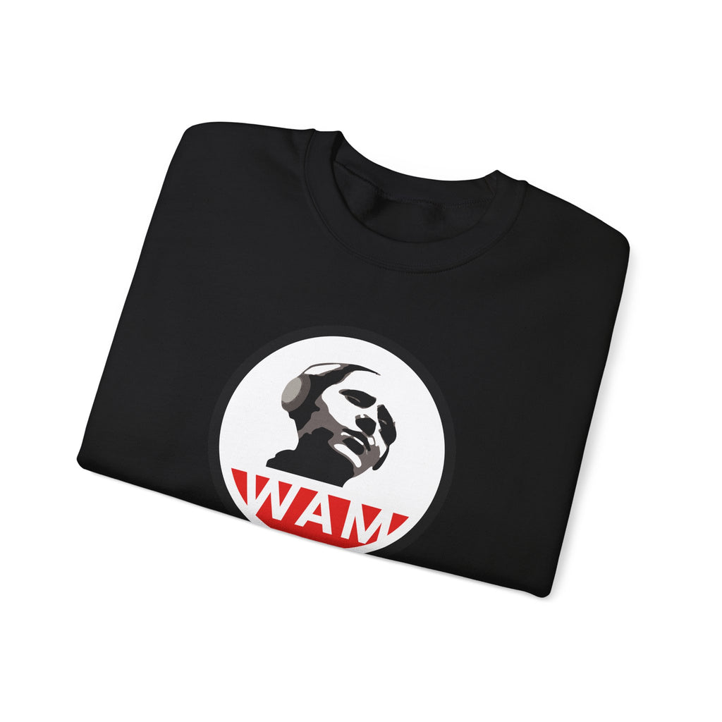 Vintage-Inspired Unisex Crewneck Sweatshirt with WAM Logo | Retro Casual Wear for Music Lovers